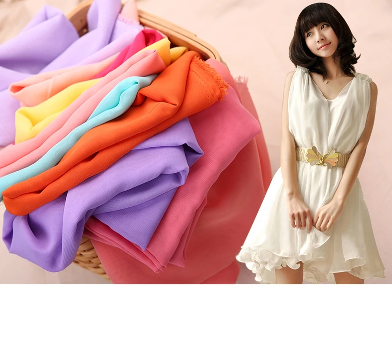 

1Meter *150CM Fashion Georgette Solid color Chiffon Fabric Lining/Dress/Clothes Shirt Sewing 01