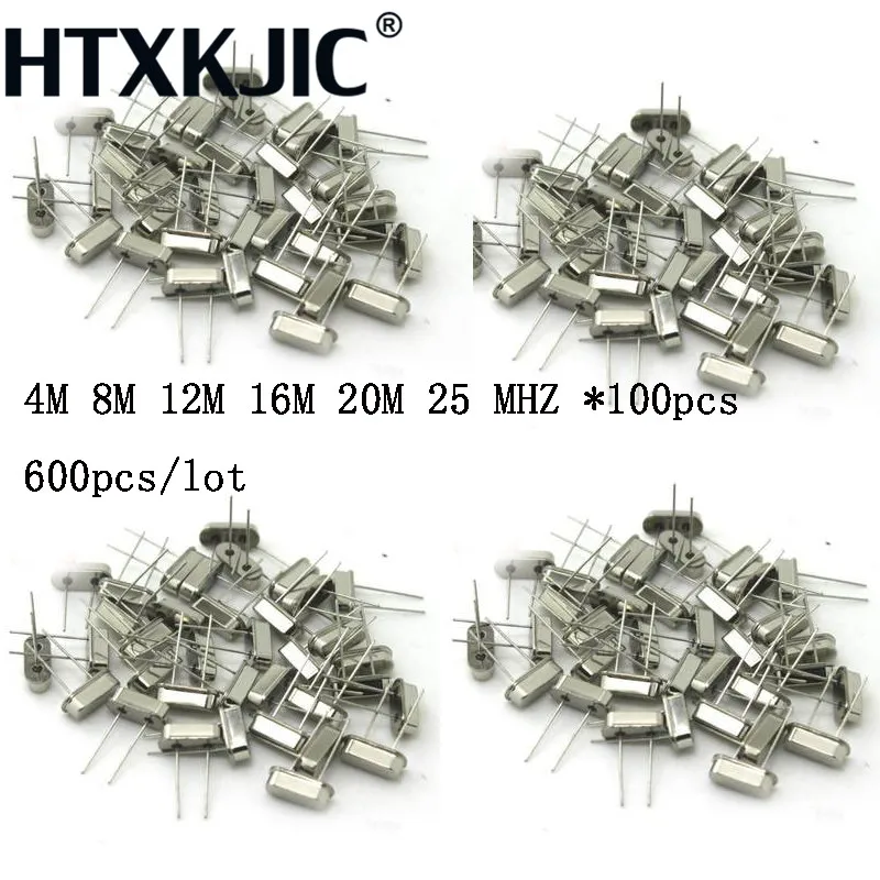 

hc-49s Crystal Oscillator electronic Kit resonator ceramic quartz resonator hc-49 DIP 6 kinds X 100pcs 4M 8M 12M 16M 20M 25 MHZ