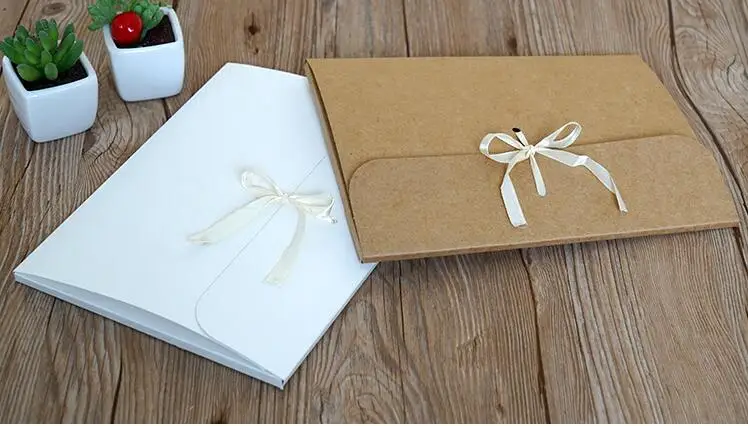 

50pcs White Brown Envelope Gift Box Kraft Paper Pocket Bag Kerchief Handkerchief Silk Scarf Packing Boxes