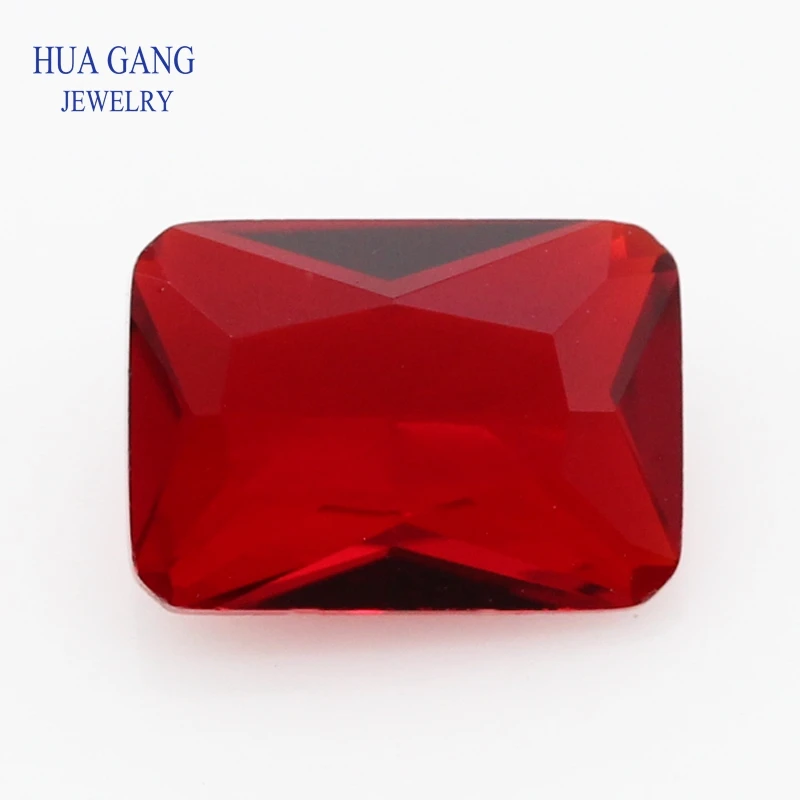 Glass Beads Red Color Octangle Shape Cut Loose  Synthetic Gems For Jewelry Size 3x5~13x18mm