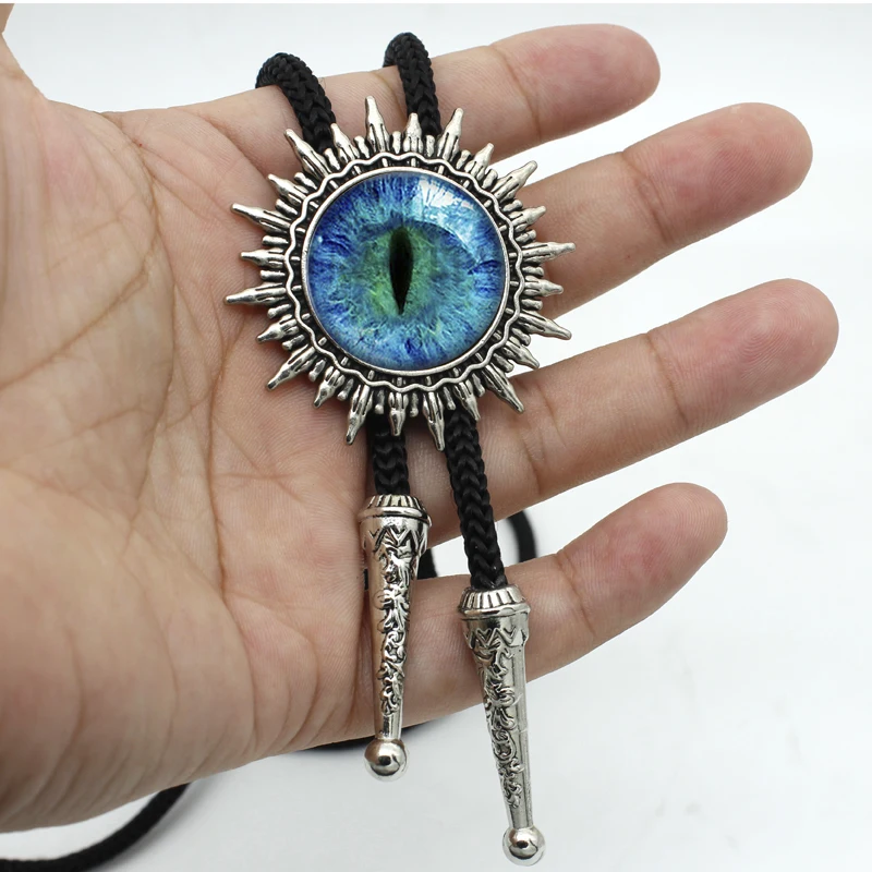 BOLO-corbata de Bolo de vaquero de ojo de dragón, cúpula de cristal hecha a mano, joyería de ojo de Sauron, corbata de cuello de cabujón de cristal, novedad de 0019