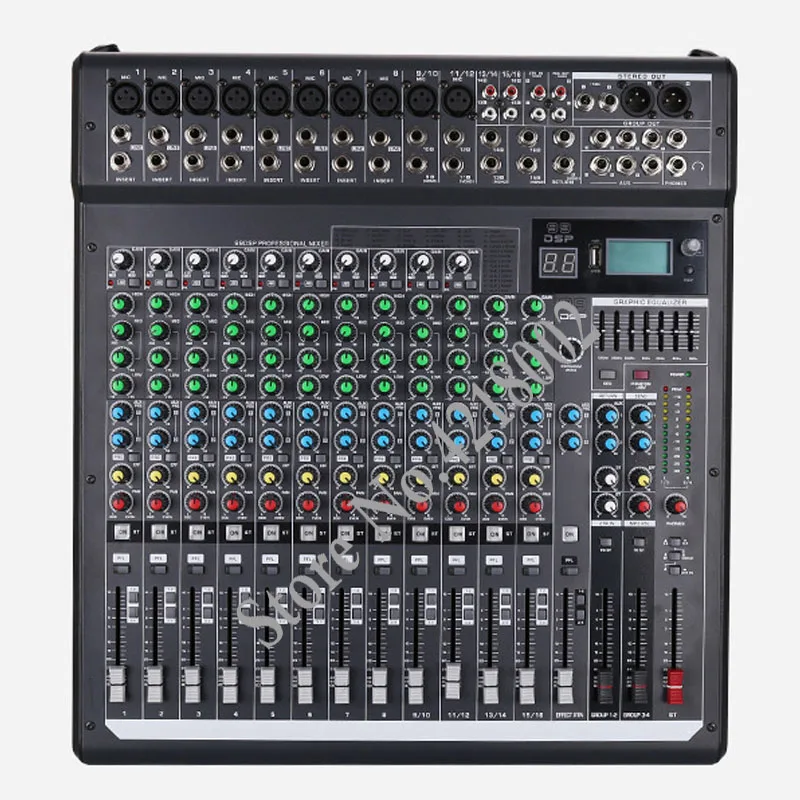 Profession Audio Sound Digital Effect Karaoke DJ Mixer Console Mixing with Bluetooth USB MP3 +48V Phantom Power 99 DSP Effects