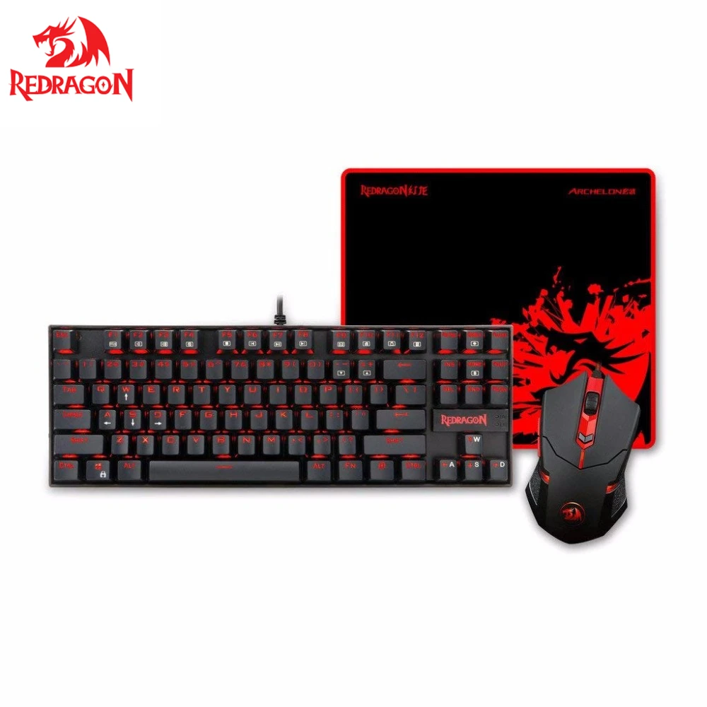 Redragon K552-BA Gaming Keyboard and Mouse Mouse Pad Combo LED Backlit Mechanical Gaming Keyboard 87 key PC Gaming Keyboard