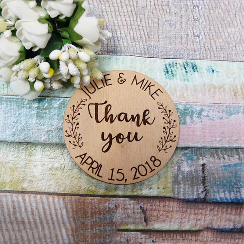 Custom Wooden Thank You Magnets Favor Cards Wedding Favor Wooden Thank You Gift Wooden Fridge Magnet Rustic Wedding Party