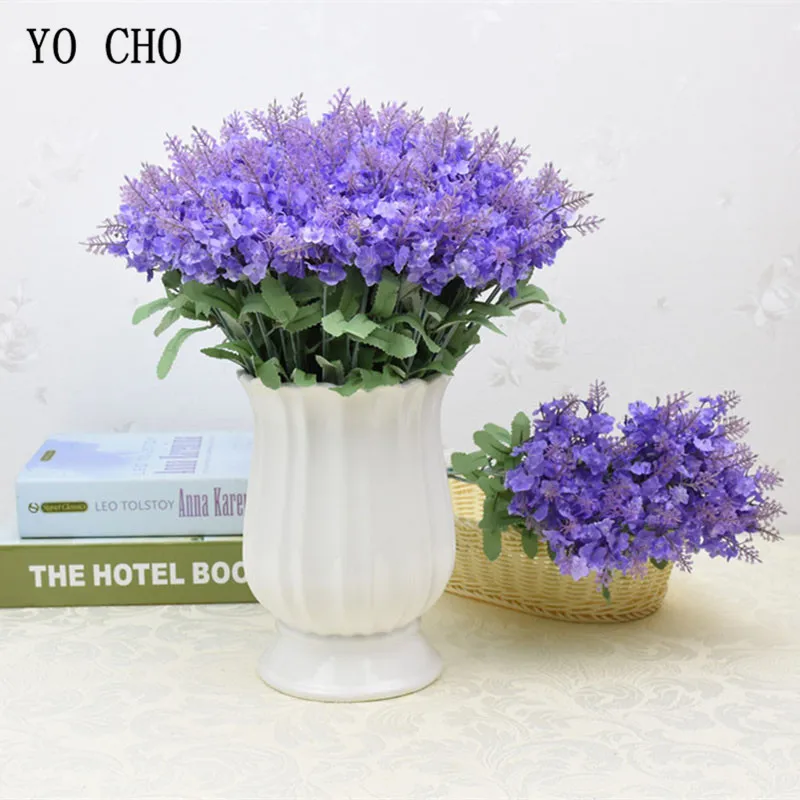 YO CHO  Silk Flowers for Wedding  Lavenders Artificial Plant  Fake Grass  Home Garden Decoration  Bridal Bouquet  High Quality