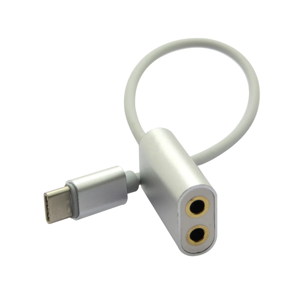 USB 3.1 USB -C Type C Male to Female 2 3.5mm Earphone AUX Audio Adapter Cable