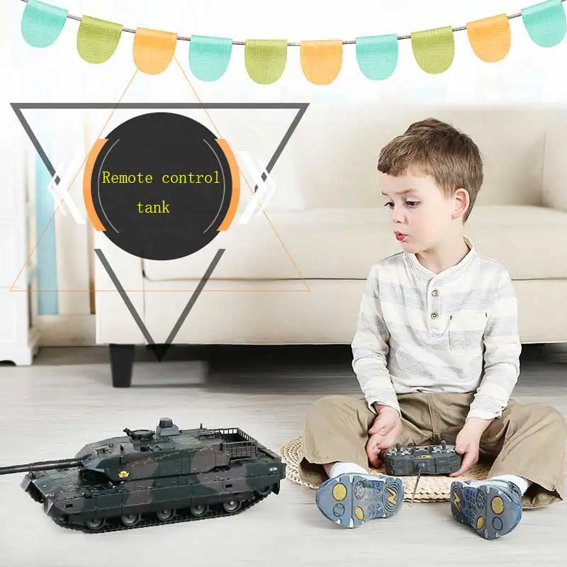 Rechargeable Remote Control Tank With LED Light 330° Rotation Barrel 40CM Camouflage RC Tank 1/20 9CH Infrared Electric Toys