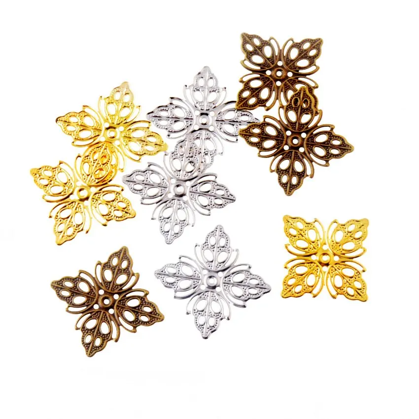 

Free shipping 20Pcs Embellishment Findings Filigree Connectors Square Metal Crafts Decoration DIY Leaf 25x25mm