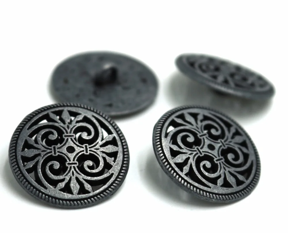 20pcs 17mm&20mm&23mm Silver Tone Hollow Pattern Shank Sewing Metal Buttons DIY Sew On Jeans Cloth Buttons Round Scrapbook button