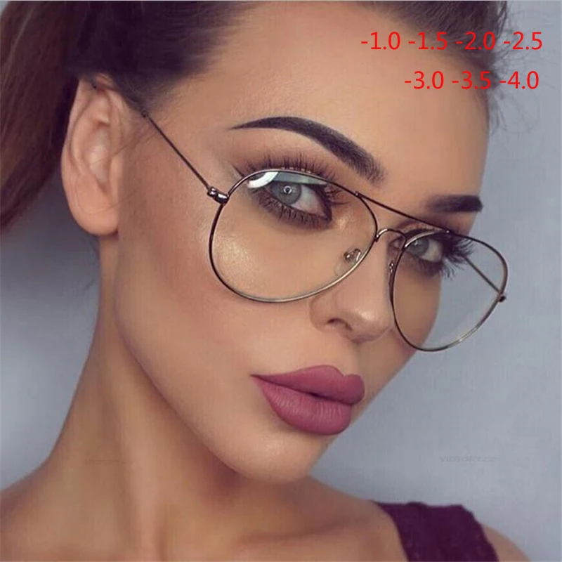 -1.0 -1.5 -2.0 To -4.0 Finished Myopia Eyeglasses Women Men Classic Metal Cat Eye Short-sighted Spectacles Black/Silver/Gold