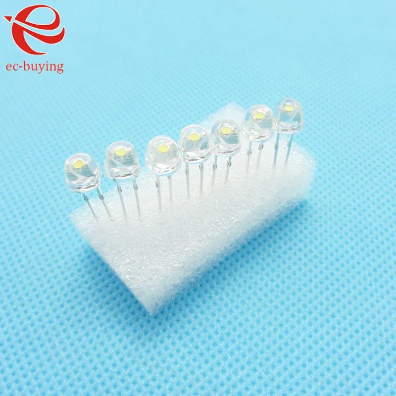 20pcs/lot F5 5mm White Straw Hat Light Emitting Diode Ultra Bright LED Lamp Bead Plug-in DIY Kit Practice Wide Angle 5 mm