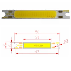 10 sztuk/partia ciepły naturalny zimny biały 3W 5W 50x7mm pasek cob LED Chip na pokładzie źródło światła na ścianie lampy stołowe DC 9V 11V LED