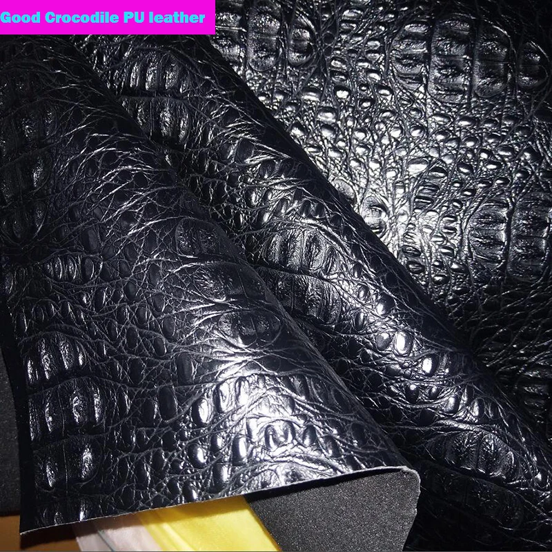 Dobra jakość, czarny krokodyl Faux PU skórzany materiał, gruby, PU sztuczna skóra, szycie, materiał torby dla majsterkowiczów, 69*50cm 1 szt.