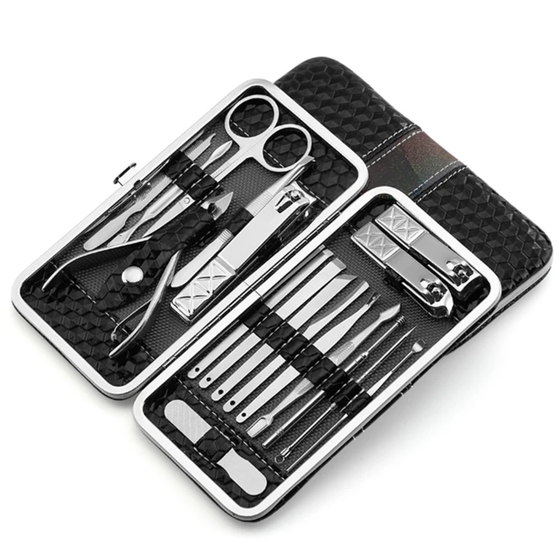 

4 Colors 18 in 1 pcs Nail Clipper Kit Nail Care Set Pedicure Scissor Tweezer Knife Ear pick Utility Manicure Set Tools