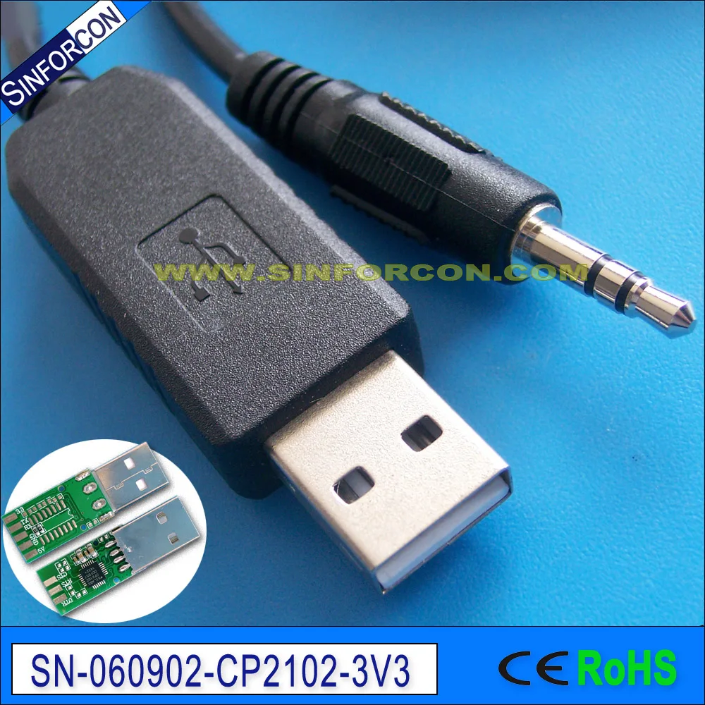 USB TTL 3.3V ระดับถึง3.5MM AJ SERIAL สายเคเบิลอะแดปเตอร์ USA Silabs CP2102 CP210x USB UART BRIDGE CHIP