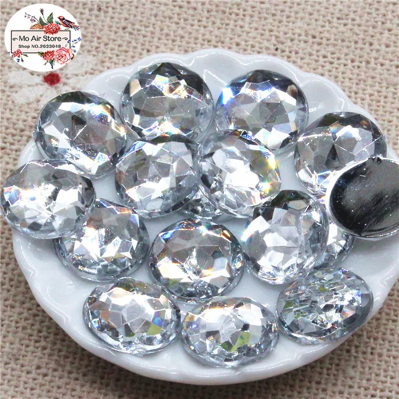 8/10/12/14/16/20mm clear Acrylic rhinestones Round Facets flatback cabochon rhinestones decoration DIY craft