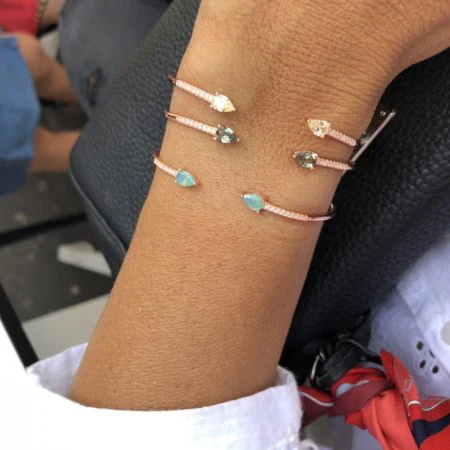 5 colors european USA Hot Sale European cz Charm Bead Cuff open Bangle & Bracelet Fashion Jewelry For Women