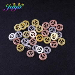 Juya 8pcs/Lot DIY Micro Pave Zircon 8mm Metal Spacer Charms Wheel Beads For Needlework Women Men Natural Stones Jewelry Making