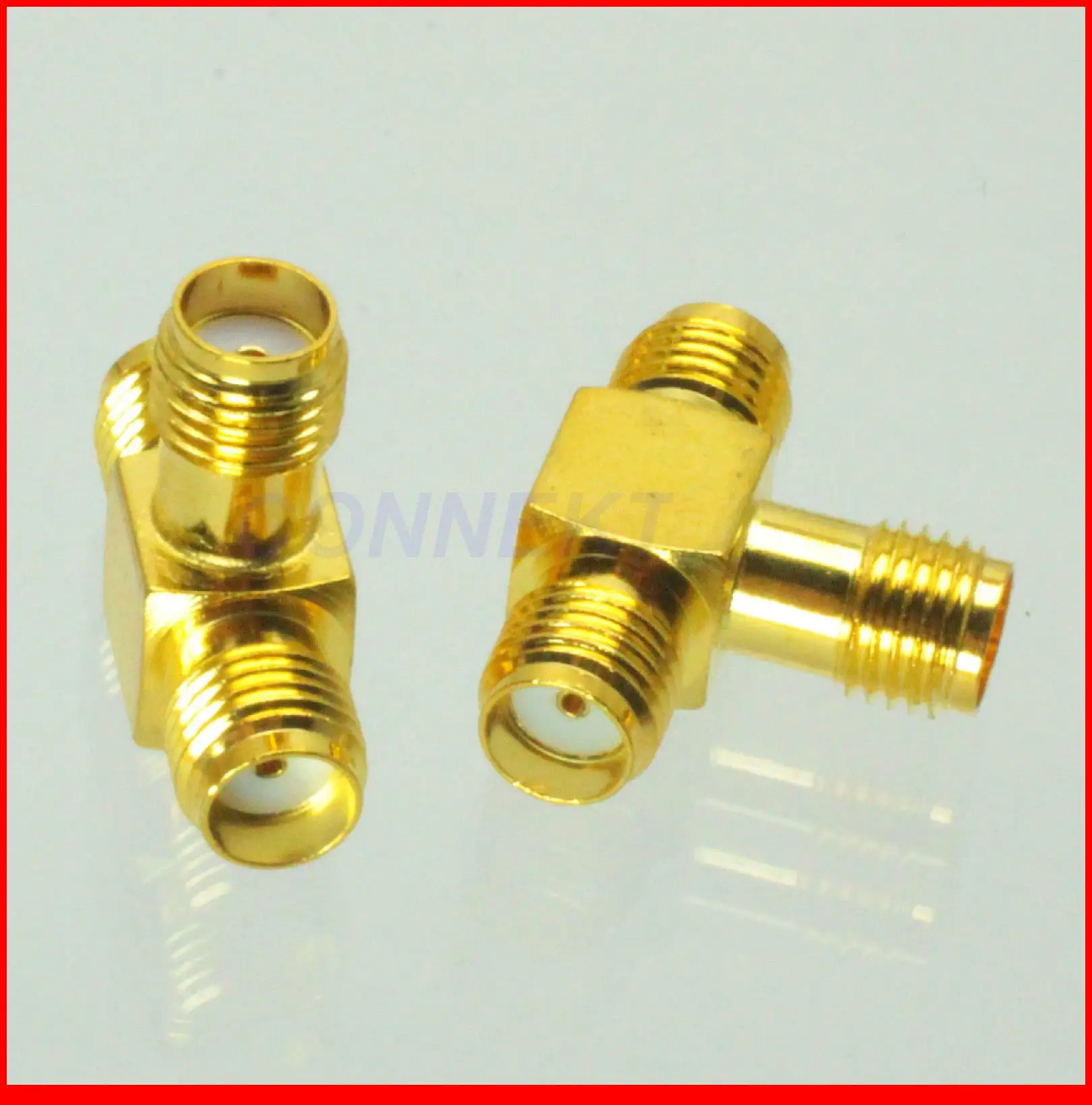 

50pcs/lot SMA female to two SMA female triple T in series RF adapter connector 3 way