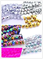 wholesale 6/8/10/12mm Crystal 5000 Round faced Beads Top Quality Free shipping white plated colors-3