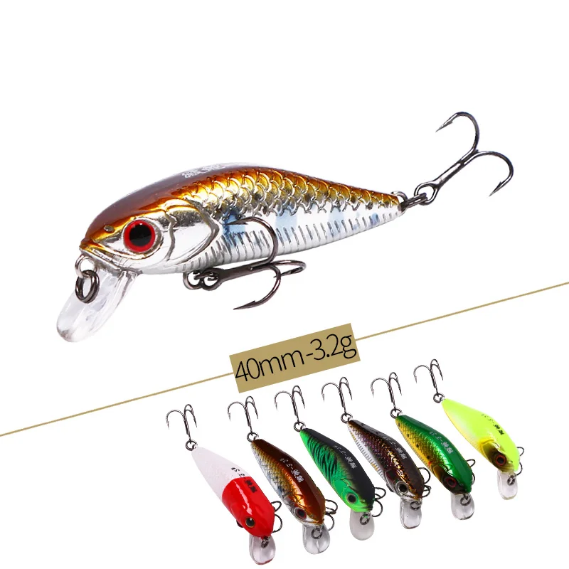 Mini Minnow 3.2g 40mm Fishing Lure tonący akcja 1 sztuk Tiny twarda przynęta VMC Hook UL wędkarskiego Bass przynęta wędkarska na szczupaka