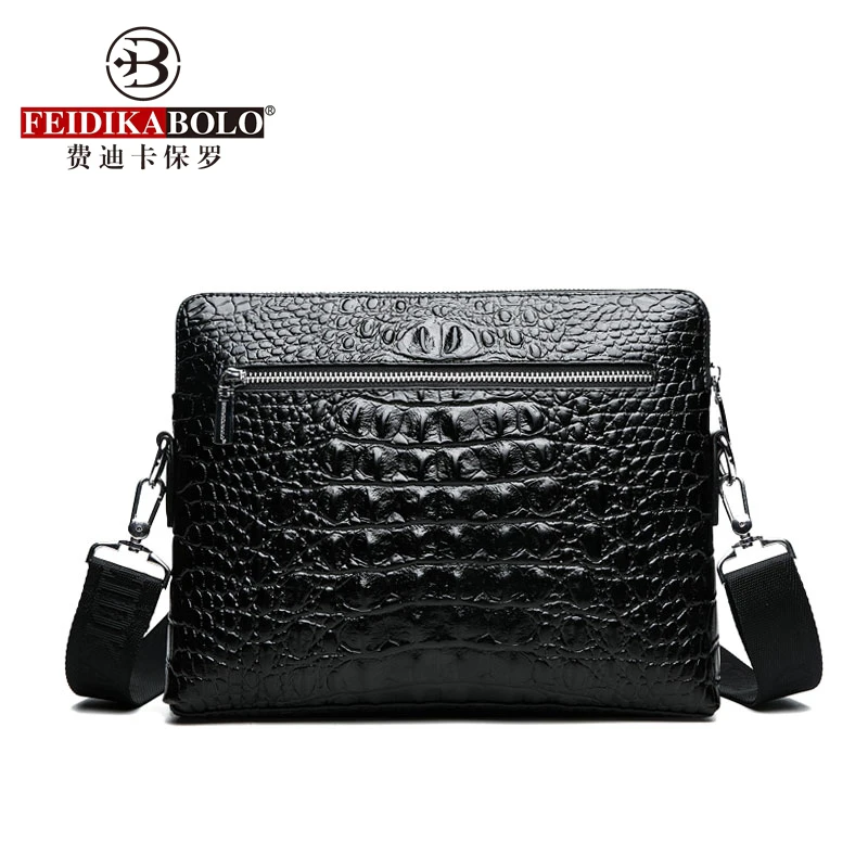 Feidikabolo crocodilo padrão bolsa de ombro masculina venda quente de alta qualidade preto masculino sacos de negócios moda couro masculino