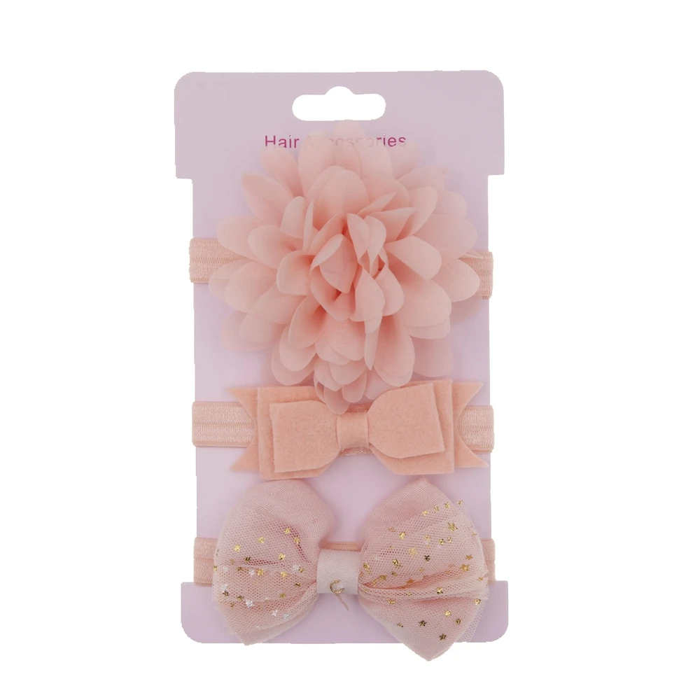 Diadema coreana para bebé, accesorios para el cabello para recién nacido, banda elástica para el cabello, conjunto de diadema de flores, banda para el pelo, diadema, 3 unids/lote