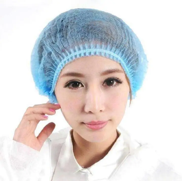 

100PCS Disposable Hair Cap Non Woven Pleated Anti Dust Hat Supplies Set Blue Caps for Tattoo Semi Permanent Makeup