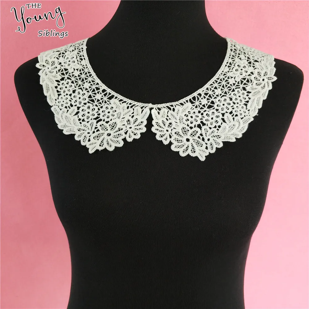 White Floral collar Bridal dress supplies embroidery Cute U shape Lace neckline DIY Clothing Accessories Sewing Supply Crafts