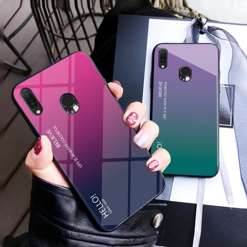 Gradient Starry Sky Smooth Tempered Glass Case For ASUS Zenfone Max Pro M1 ZB602KL ZB601KL ZB631KL ROG Phone 5 6 Hard Back Cover