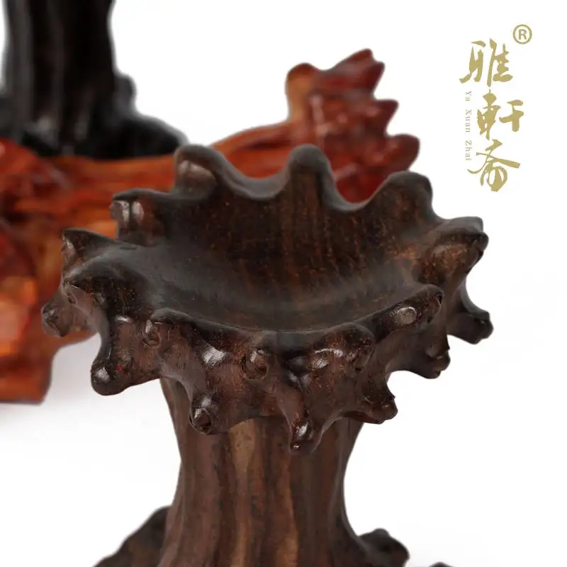 Jade red wood base decoration crafts crystal ball base catalpas black glass ball egg base seat