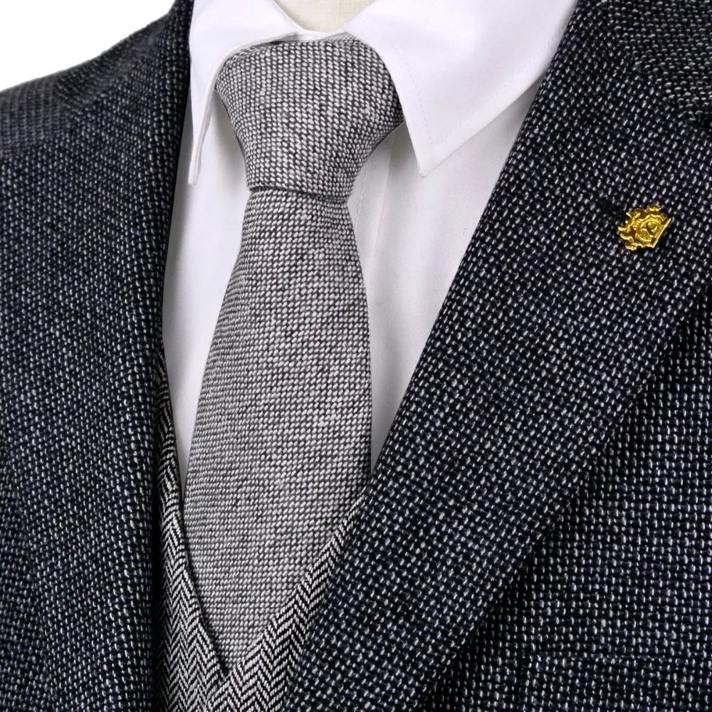 Gentleman Blue Green Gray Grey Dark Brown Beige Pink Solid Men\'s Ties Neckties Wool Wholesale Suit Gift For Men Elegant New