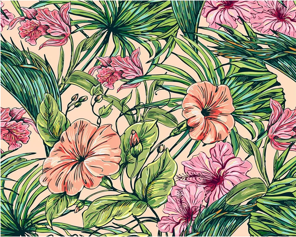 Modern wallpaper watercolor plant HD Hand Painted flower bedroom porch walkway restaurant wall decoration 3d wallpaper