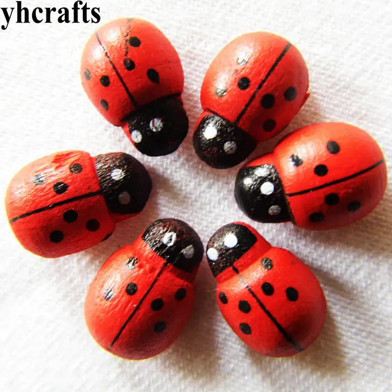 1000PCS/LOT,Mini red ladybug wood stickers Scrapbooking kit Early learning educational toys Kindergarten crafts.Children toys