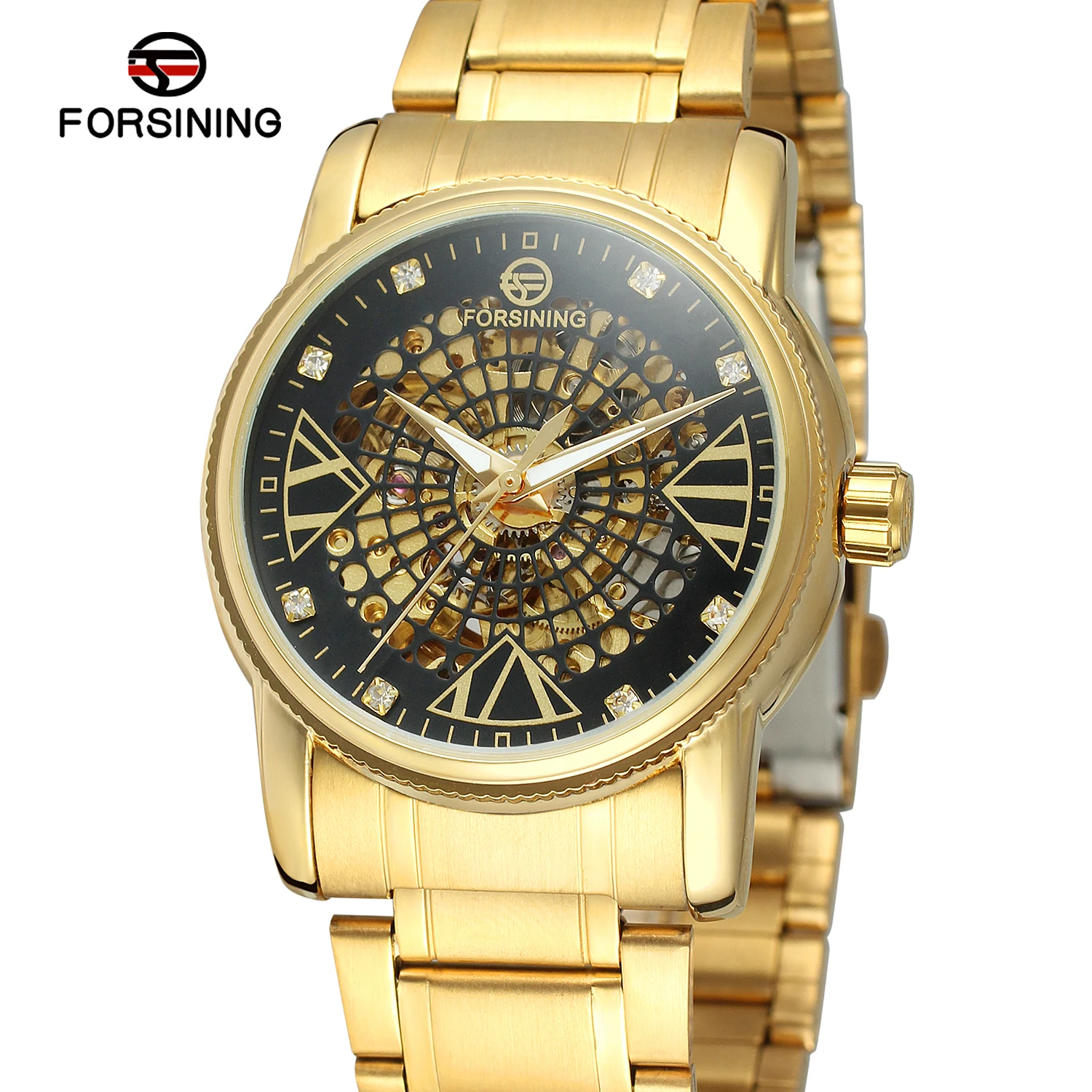 

Fashion Forsining Top Brand Luxury Skeleton Watch Men Automatic With Stones Stainless Steel Bracelet Trendy Latest Wristwatch