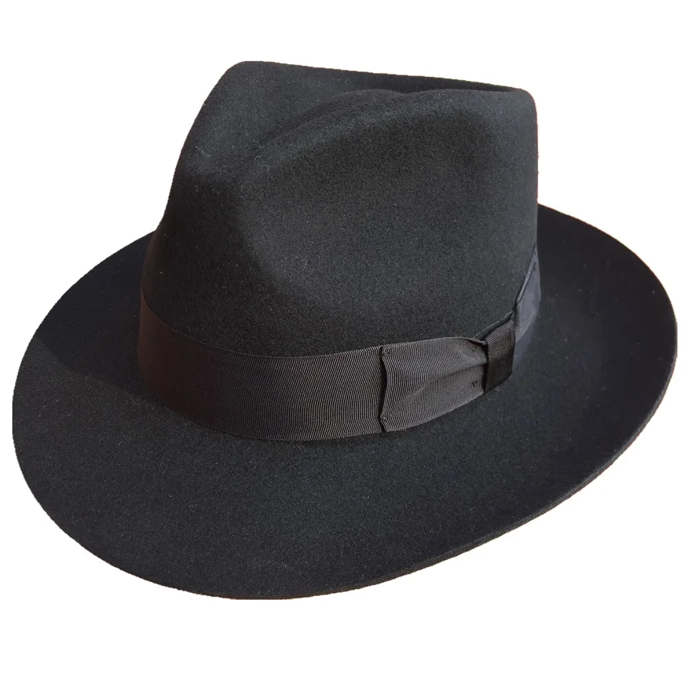 Hanshow Classic Men's Wool Felt Godfather Gangster Fedora Michael Jackson Gentleman Hat  -Packed in Strong Cardborad