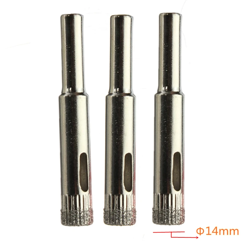 5pcs 14mm free shipping Diamond Coated Drill Bit Kit glass Holesaw Cutter for Glass Granite Tile drilling