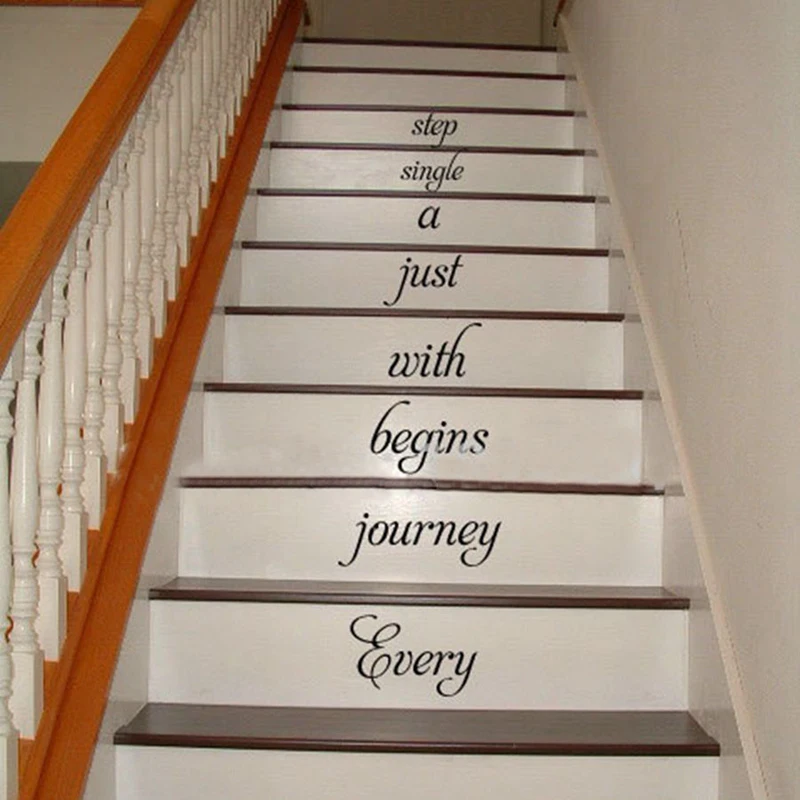 Home Stair decal - Every journey begins ..stairway Vinyl Decal Home Decor Wall Lettering Words Quotes ,C3101