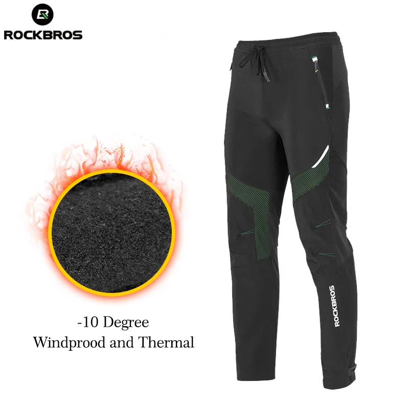 ROCKBROS Men Winter Bike Cycling Pants Fleece Thermal Waterproof Outdoor Sport Pants Bicycle Clothings Tights  Pants Equipment