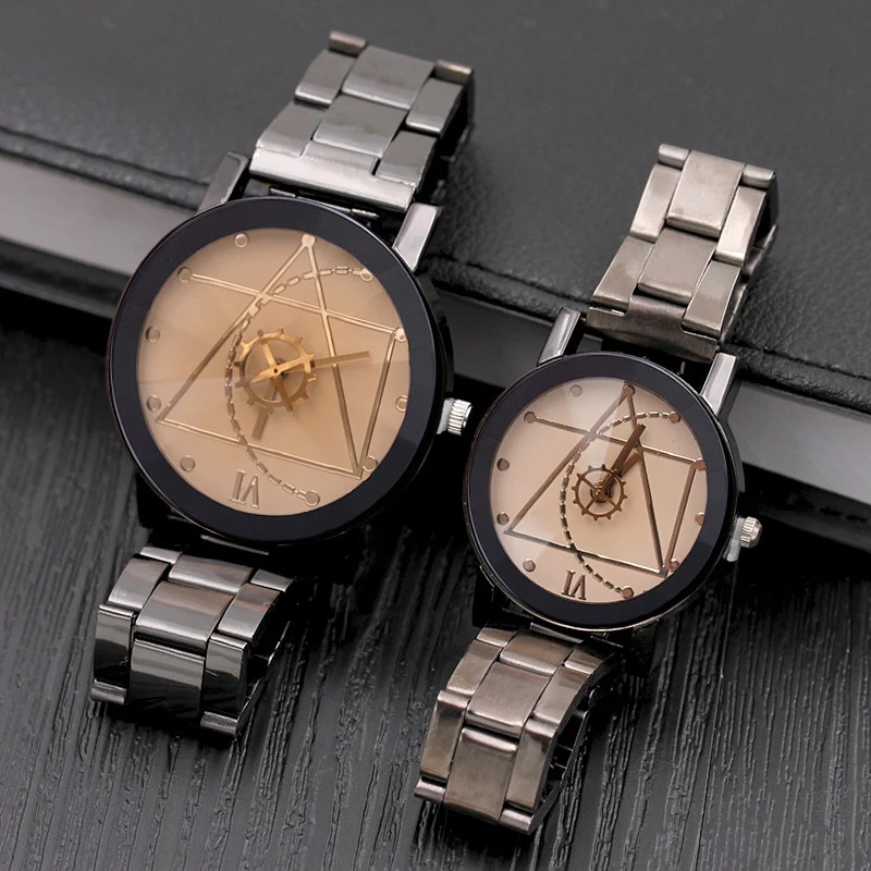 Reloj de pareja de acero inoxidable para hombre y mujer, cronógrafo a la moda, marca Original