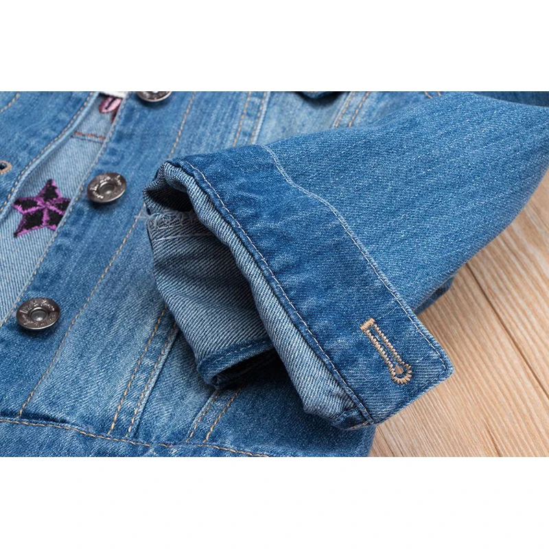 Cartoon Unicorn Embroidery Baby Girls Denim Coats Kids Jeans Jackets Toddlers Denim Jackets Children Outerwear Clothes