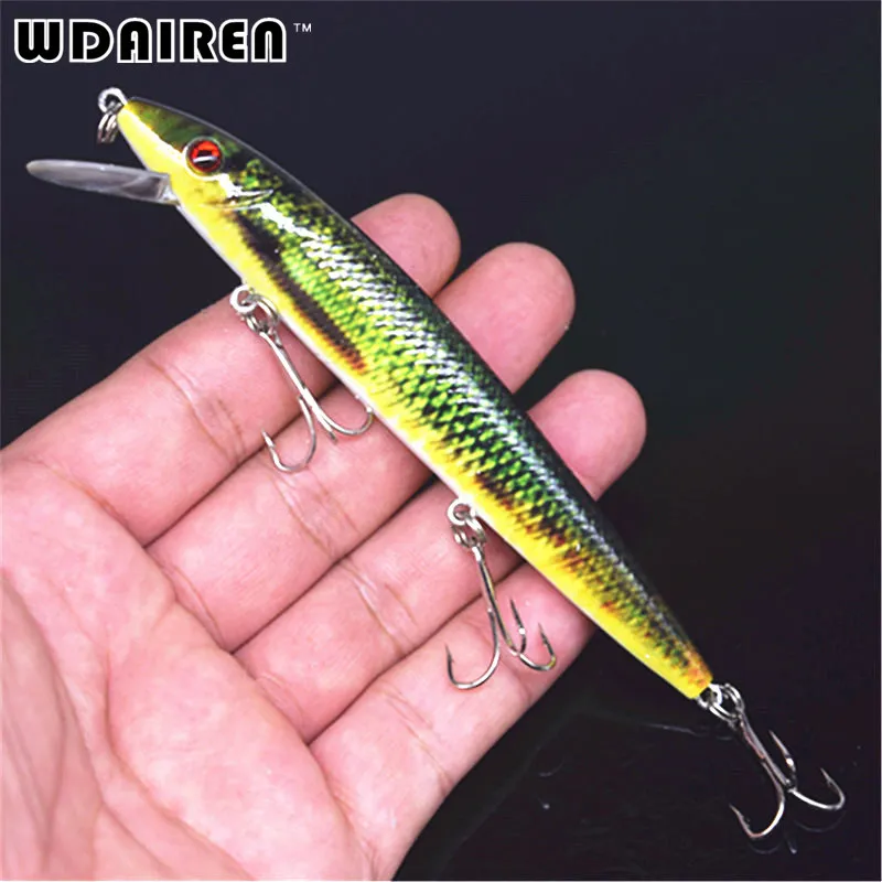 1Pcs Minnow Fishing Lure 12cm 13.7g Laser Painted Hard Wobblers Artificial Bait Crankbait Floating Minnows Fishing Tackle WD-418