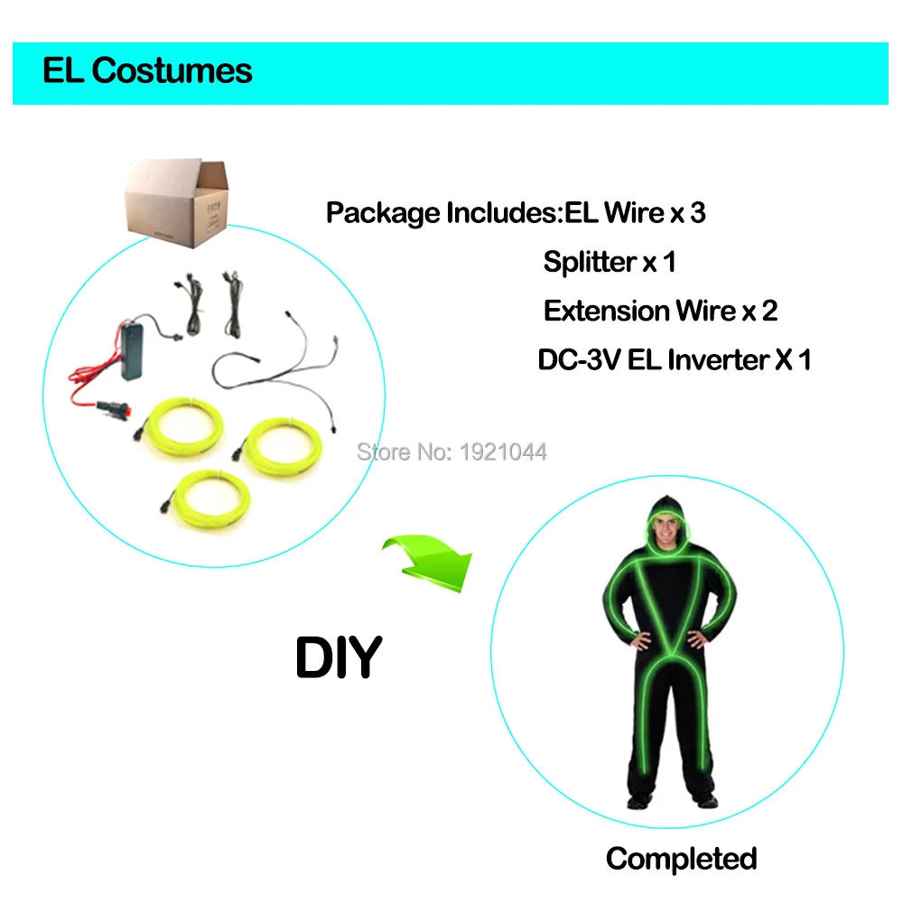 EL Wire Suits DIY Matchstick Men 10 Colors Choice LED Suits EL Wire Clotheing for Holiday Lighting Party Decoration