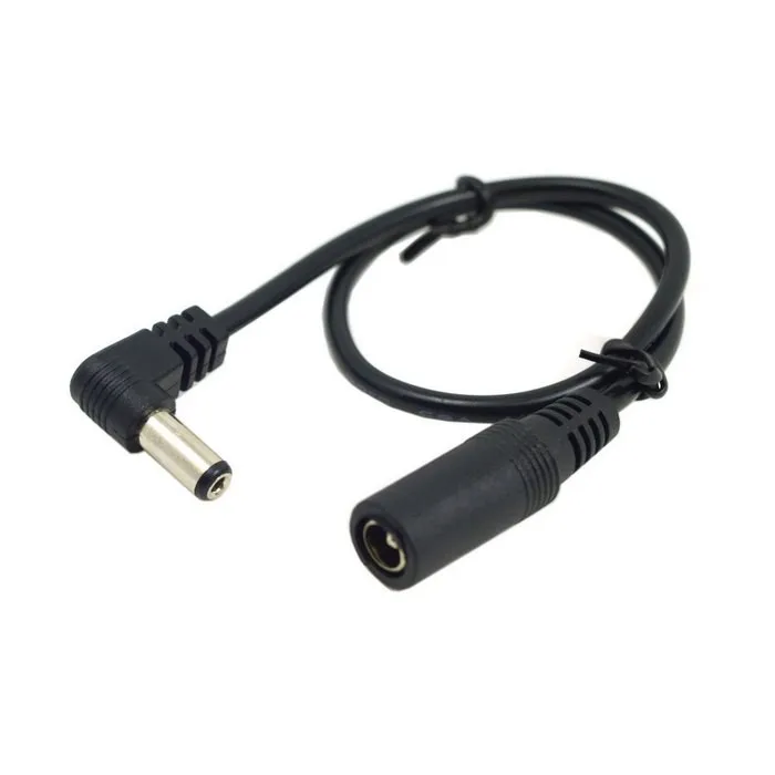 5pcs 90 Graus Em Angulo Direito DC 5.5*2.1mm Macho para Femea Extensao Cabo de Alimentacao 30 cm 1ft