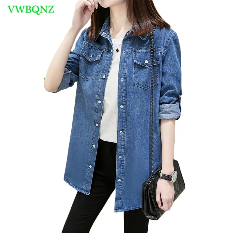 New Women Denim Jacket 2024 Spring Autumn Korean Thin Student  cowboy Shirt Women\'s Cotton Single-breasted Jeans Jackets Coat