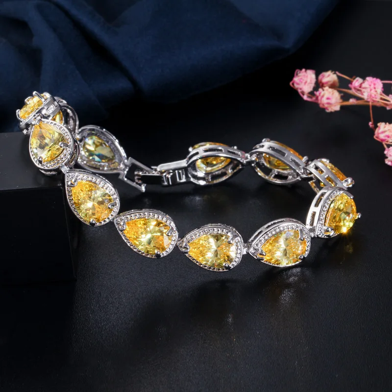 CWWZircons 2026 Mode Damenaccessoires Luxus Zirkon Wassertropfen CZ Stein Armband für Brautschmuck Hochzeitsschmuck Großhandel S0002 – Detail 5