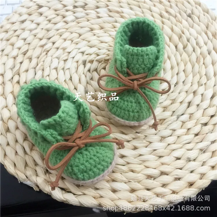 QYFLYXUE0-1 Year Old Baby Shoes Hand Woven Woollen Lace Shoes,Soft Bottom, High Shoes, Spring And Autumn Money.