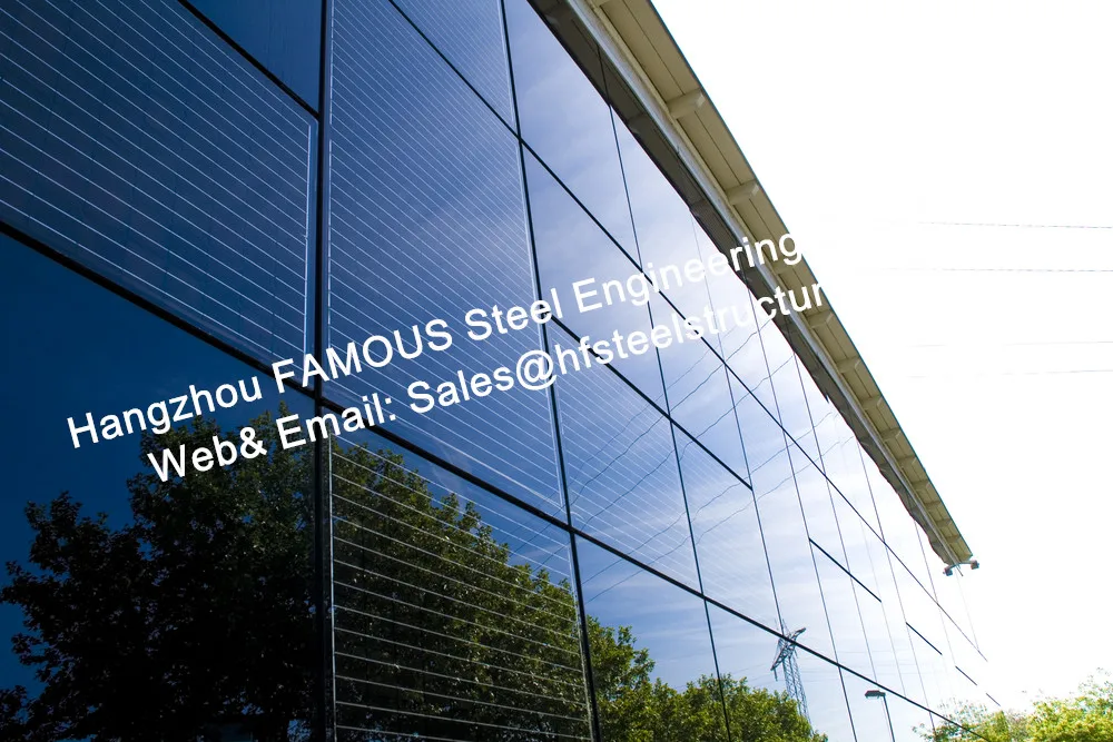 

Steel Building-Integrated Photovoltaic Fatades Solar Modules Glass Curtain Wall with Single Crystal Component