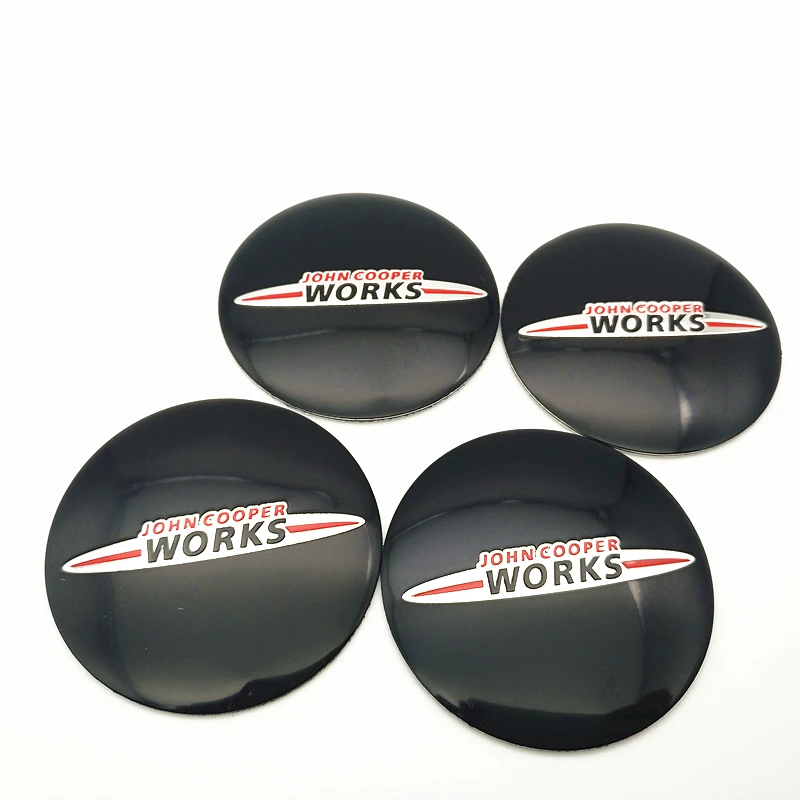 4 pcs Car Wheel Centre Hub Caps Cover Sticker For JOHN COOPER WORKS Logo For MINI Cooper Clubman Cabrio Paceman R50 R52 jcw R55