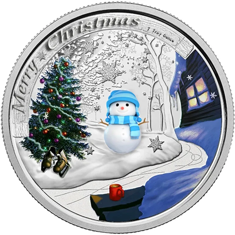 15 pcs The newest 2018 Santa Claus Christmas tree snow man coins silver plated badge 40 mm Elizabeth souvenir decoration coin